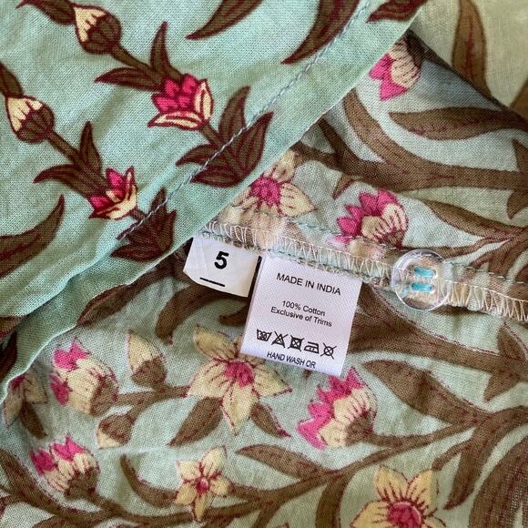 Karni Indian Cotton Floral Tiered Mini Dress Balloon Sleeves Block Print Boho - Picture 8 of 8